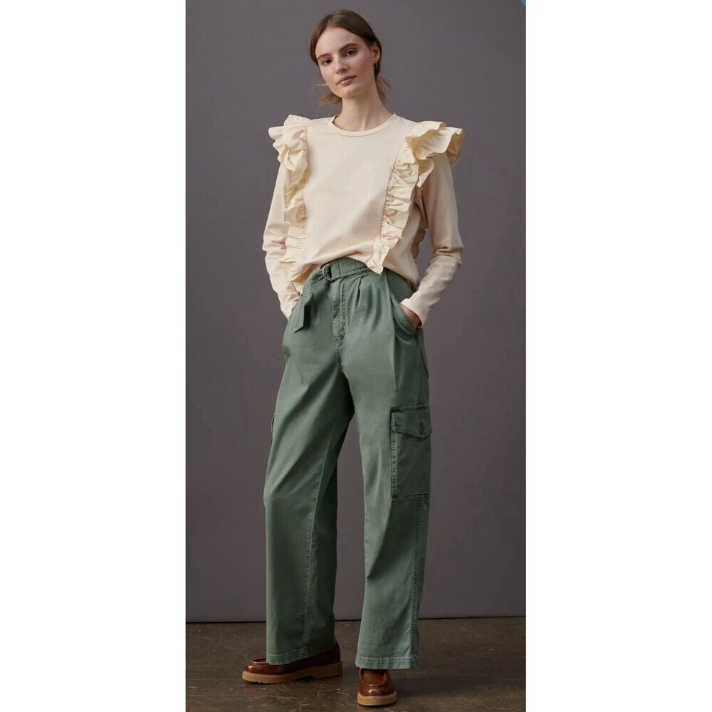 Anthropologie Karina Ruffle Top Size XL 100% Cotton Cream Ruffled Blouse Boho